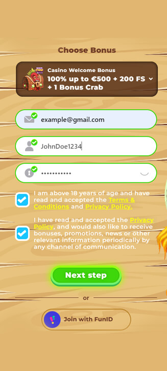 Processus d'inscription de Wazamba sur mobile Processus d'inscription de Wazamba sur mobile